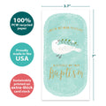 Load image into Gallery viewer, The cover of Tree-Free’s Loved Beyond Measure card with lines demonstrating its 5x7 dimensions, along with the following text: “100% PCW recycled paper, proudly made in the USA, sustainably printed on extra-thick card stock”
