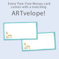 Load image into Gallery viewer, The envelope for Tree-Free’s In His Sight card, along with the following text: “Every Tree-Free 5x7 card comes with a matching ARTvelope!”
