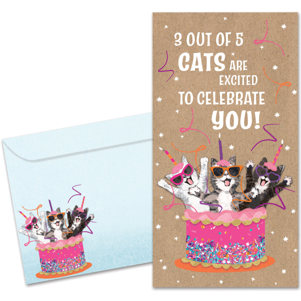 Excited Cats Single Money Holder Card