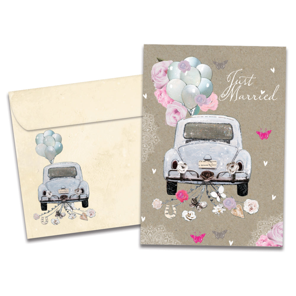 Just Married Wedding Greeting Card 6 Pack – Tree-Free Greetings